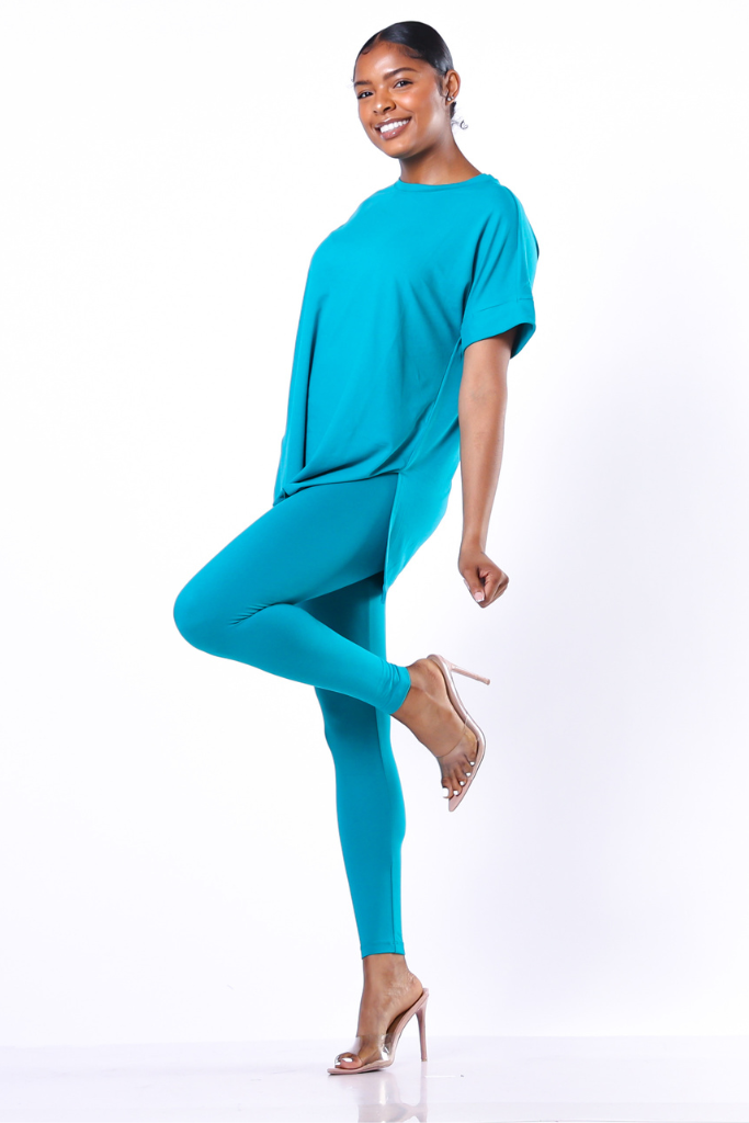 Brushed Microfiber Legging Set | Light Teal