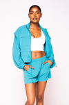 Sporty Chic Jacket & Shorts Set | Blue Splash