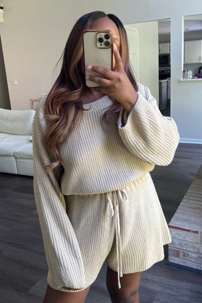 Long Sleeve Sweater Knit Romper | Taupe