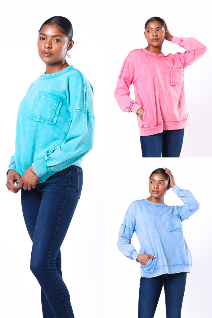 French Terry Acid Wash Pullover