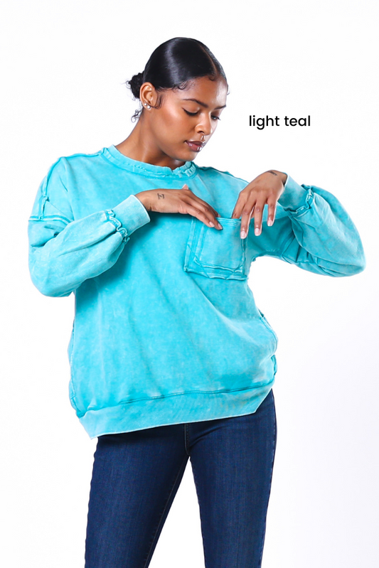 French Terry Acid Wash Pullover