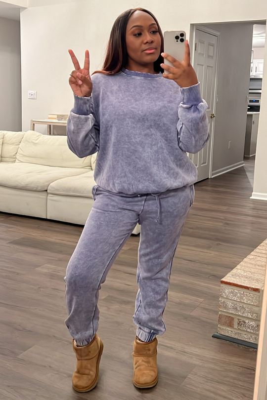 Acid Wash Fleece Jogger Set | Marlin