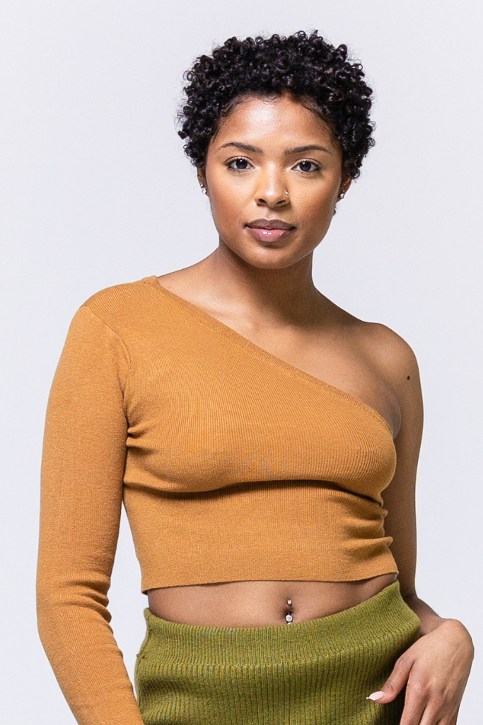 One Shoulder Cropped Knit Top