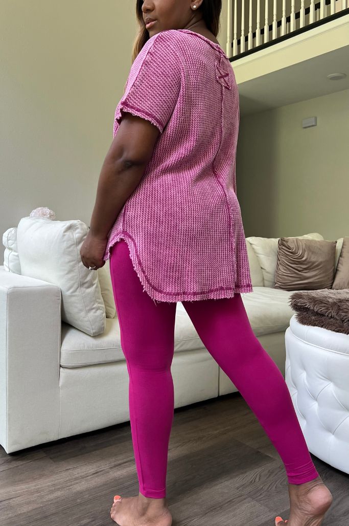 Waffle Legging Set | Magenta