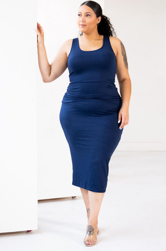 Sleeveless Basic Midi/Maxi Dress | Navy