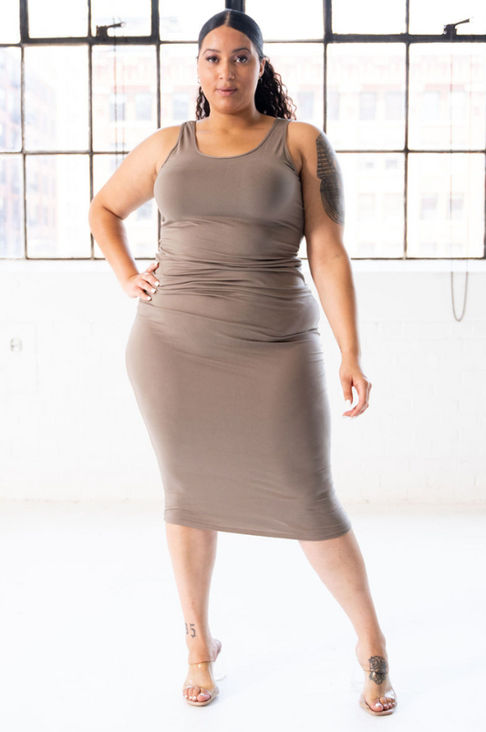 Sleeveless Basic Midi/Maxi Dress | Taupe