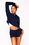 Cropped Hoodie & Short Set | Navy