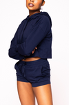 Cropped Hoodie & Short Set | Navy