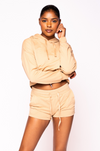 Cropped Hoodie & Short Set | Mocha
