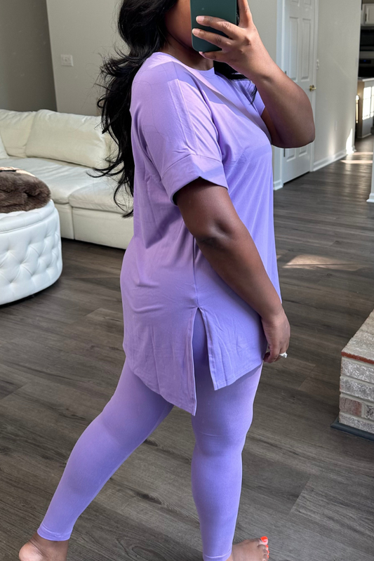 Brushed Microfiber Legging Set | Lavender