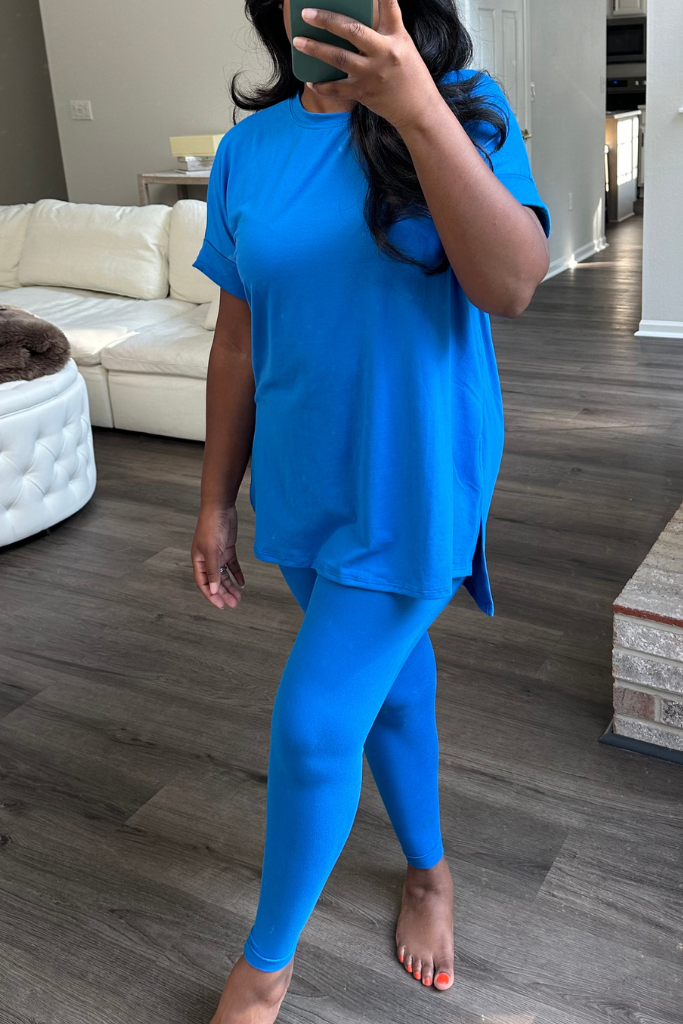 Brushed Microfiber Legging Set | Ocean Blue