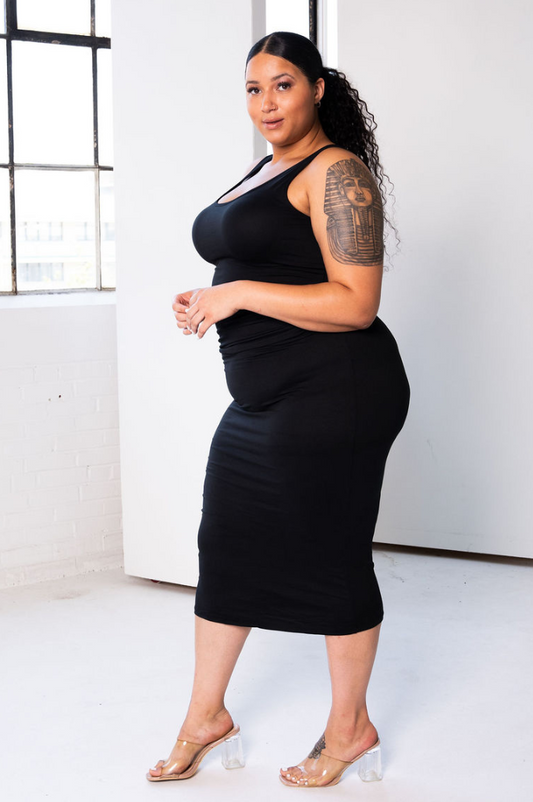 Sleeveless Basic Midi/Maxi Dress | Black