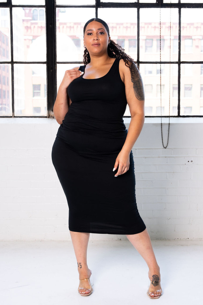 Sleeveless Basic Midi/Maxi Dress | Black