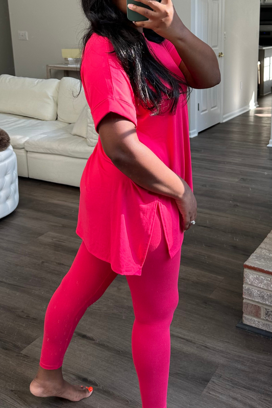 Brushed Microfiber Legging Set | Viva Magenta