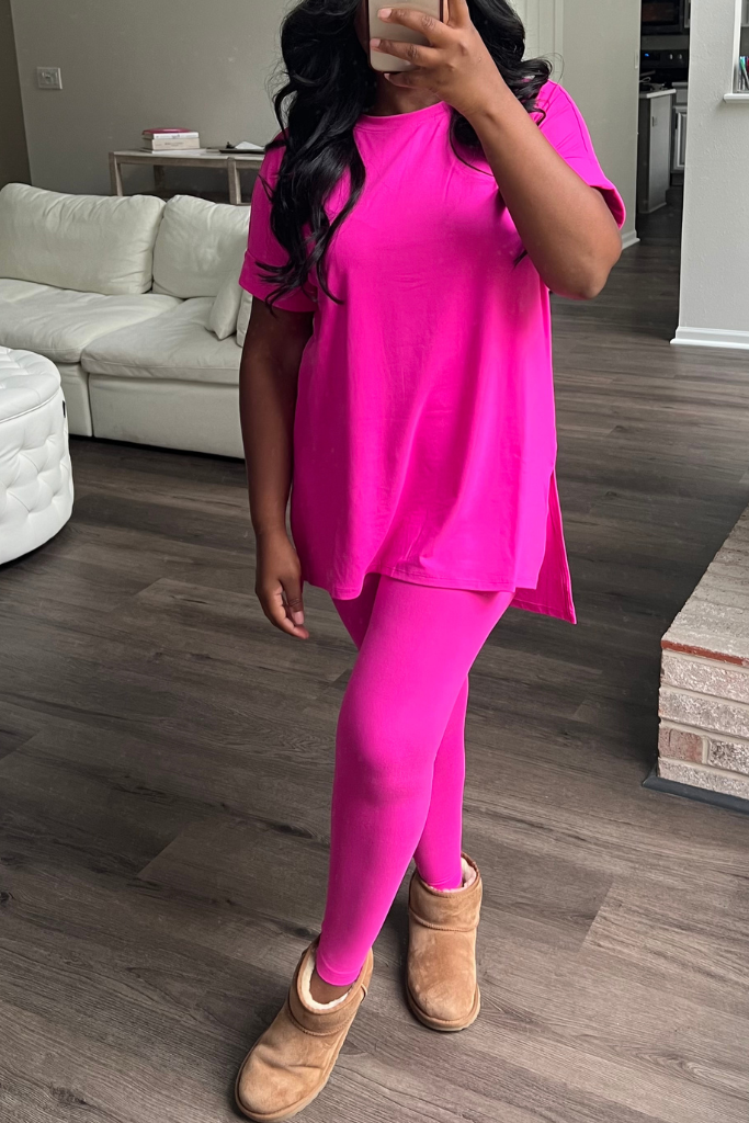 Brushed Microfiber Legging Set | Neon Hot Pink [Estimated Ship Date 11/30]