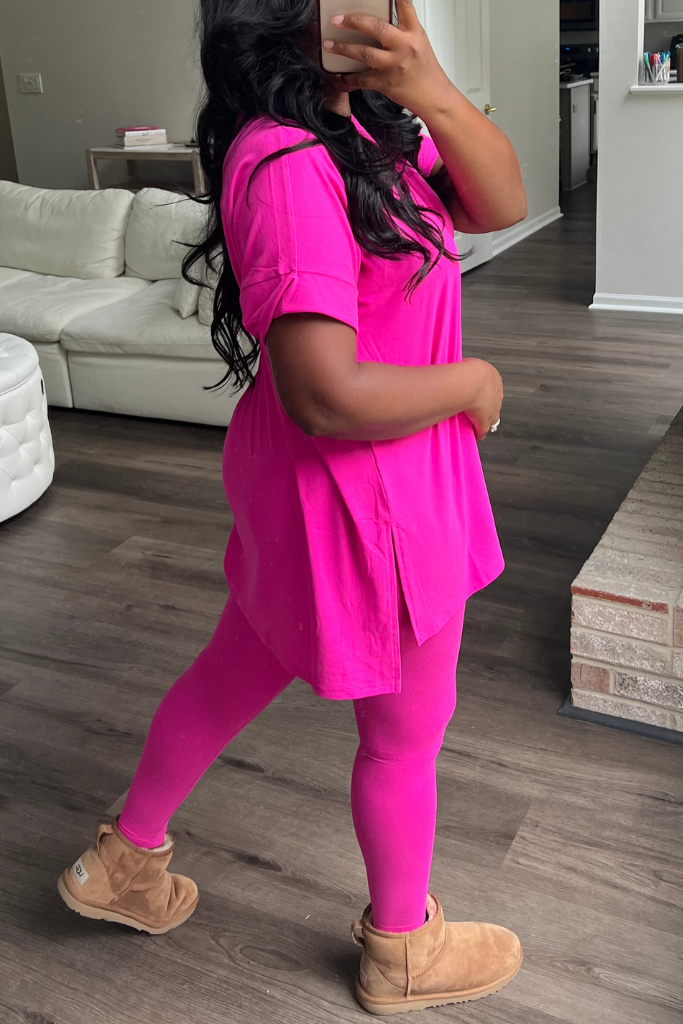 Hot pink leggings plus size hot sale