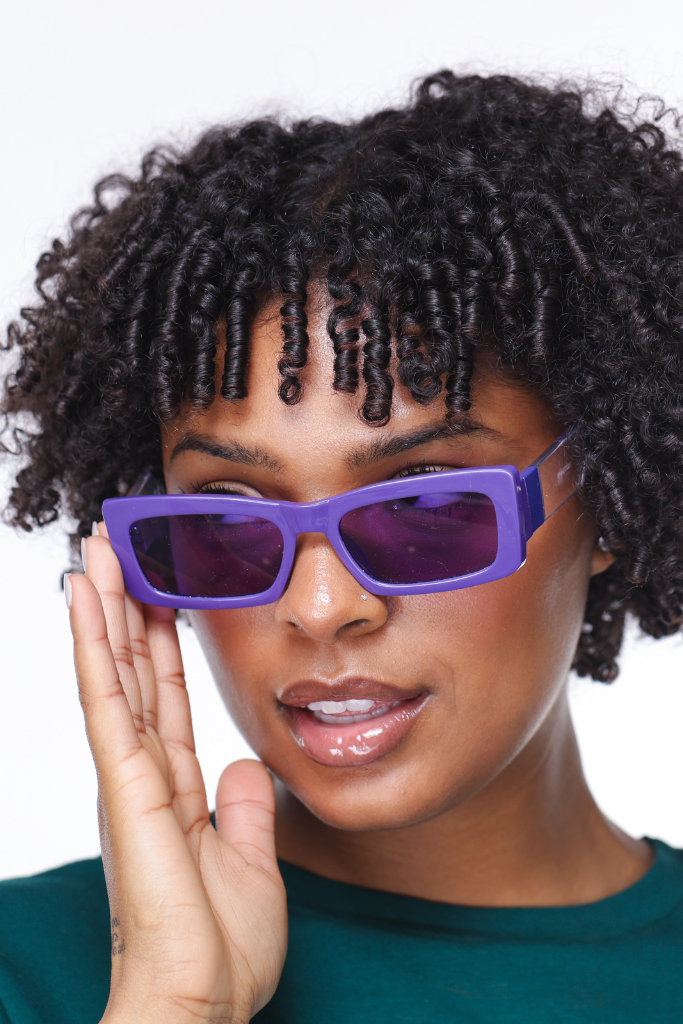 Purple Square Lens With Clear Temples