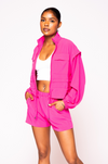 Sporty Chic Jacket & Shorts Set | Pink
