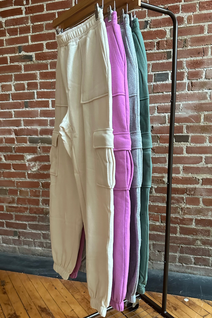 High Waisted Fleece-Lined Cargo Jogger Pants