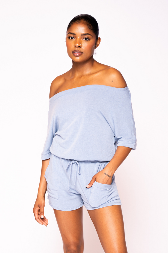 Off the Shoulder French Terry Romper | 4 Colors