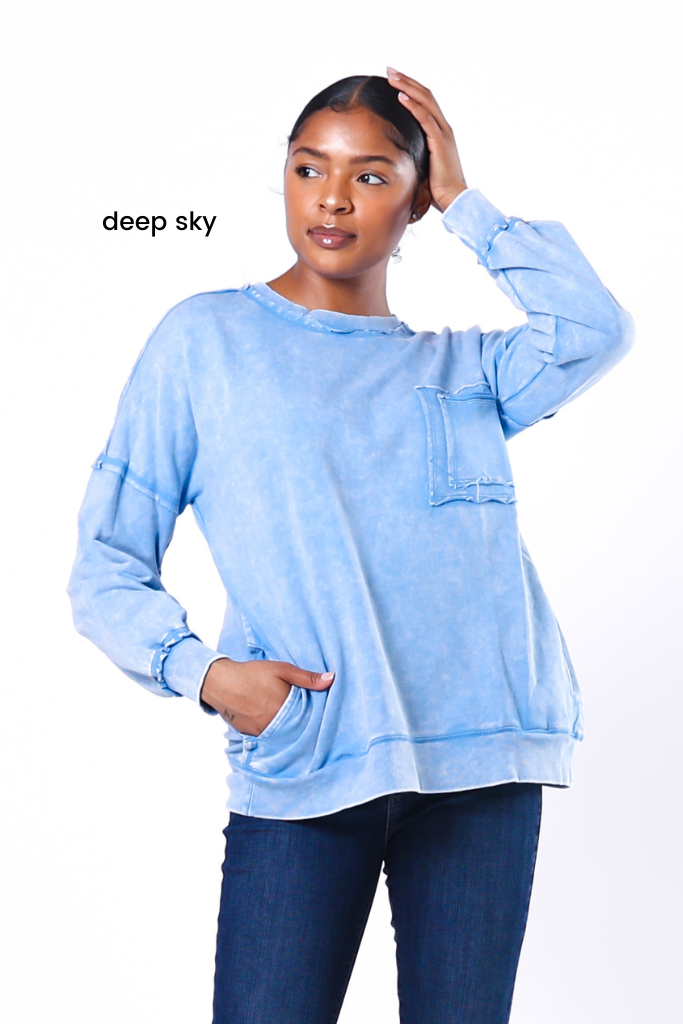 Acid wash pullover sales