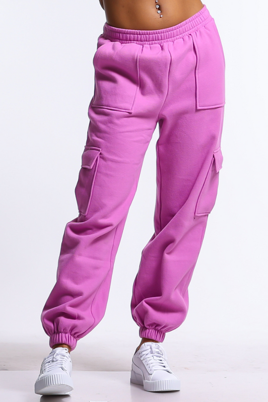 High Waisted Fleece-Lined Cargo Jogger Pants