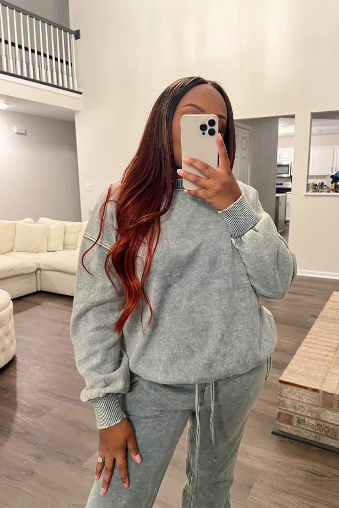 Acid Wash Fleece Jogger Set | Ash Jade