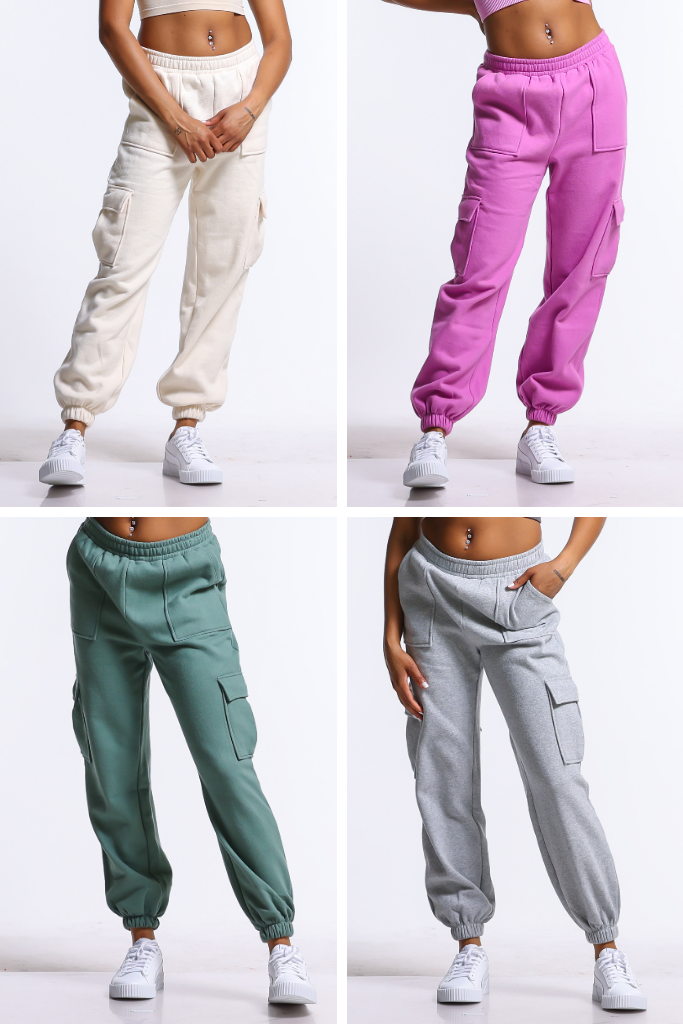 High Waisted Fleece-Lined Cargo Jogger Pants