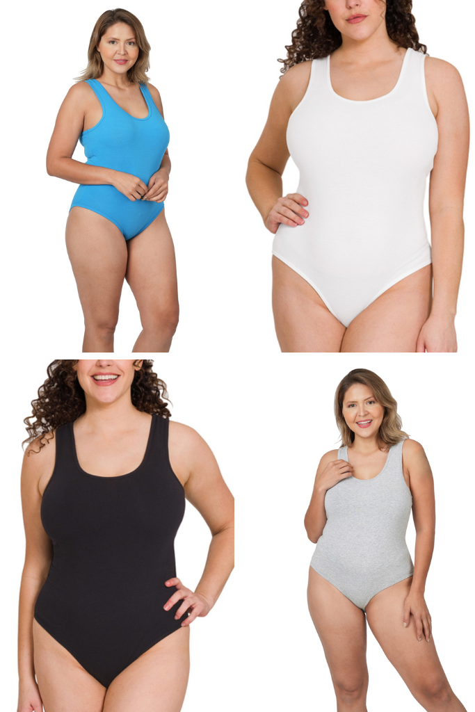 [PLUS] Premium Cotton Racerback Tank Bodysuit