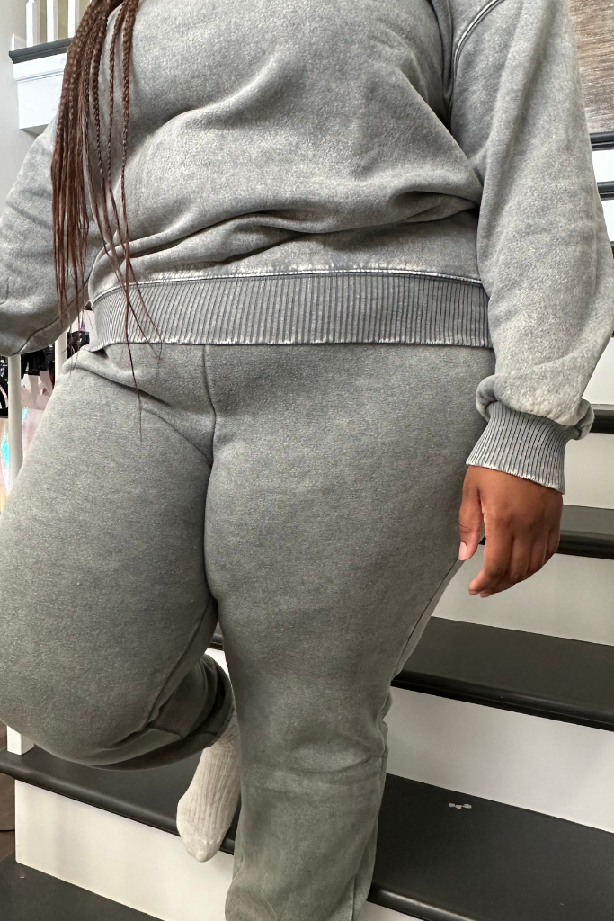 [PLUS] Acid Wash Fleece Jogger Set | Ash Jade [Ships by 12/6]