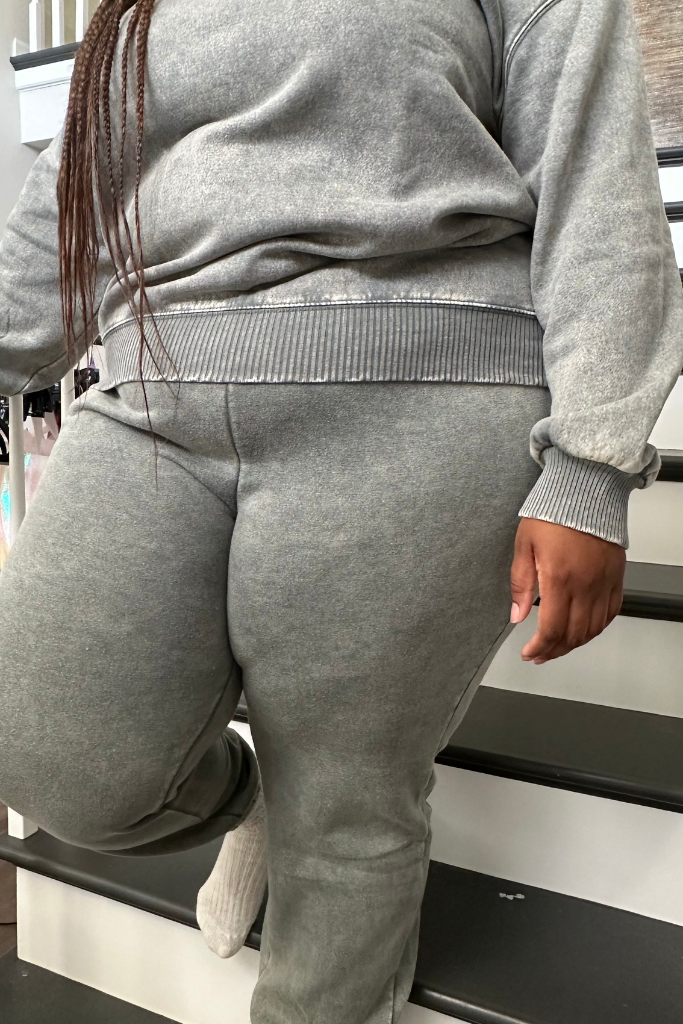 [PLUS] Acid Wash Fleece Jogger Set | Ash Jade