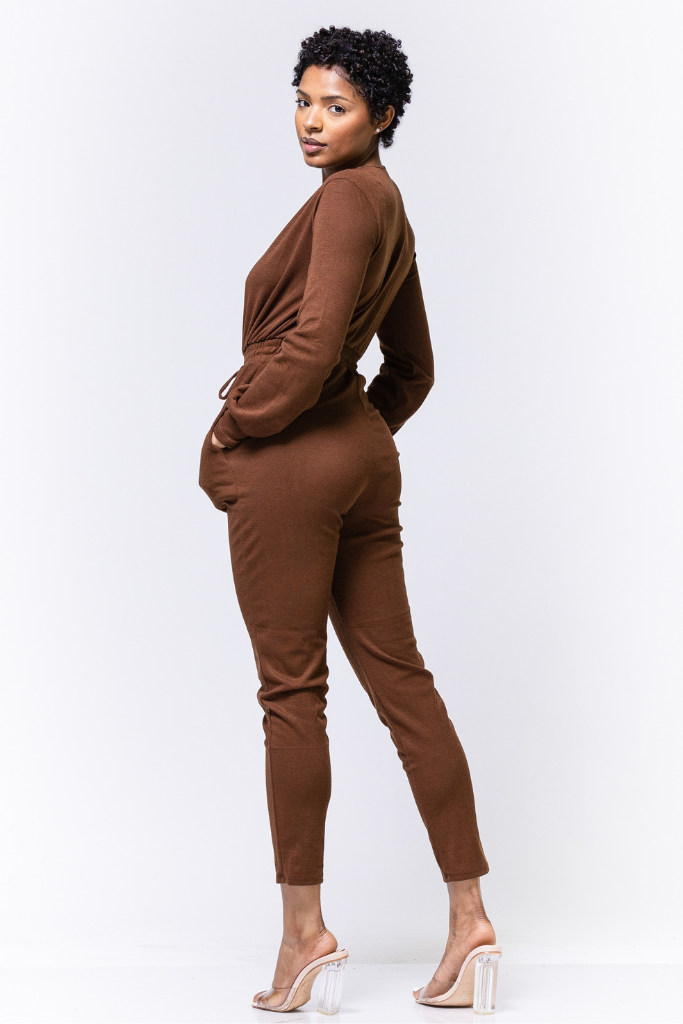 Sweater Knit Jumpsuit | Chocolate