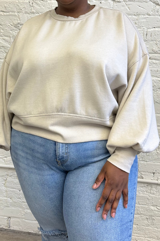 [PLUS] Balloon Sleeve Sweatshirt | Sand Beige