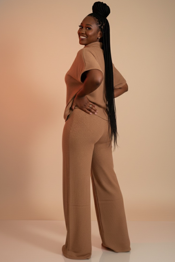 Sweater Knit Lounge Set - Deep Camel