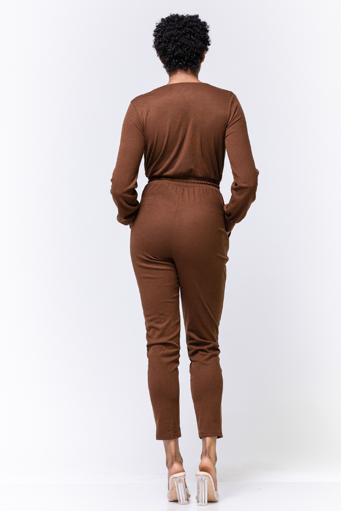 Sweater Knit Jumpsuit | Chocolate