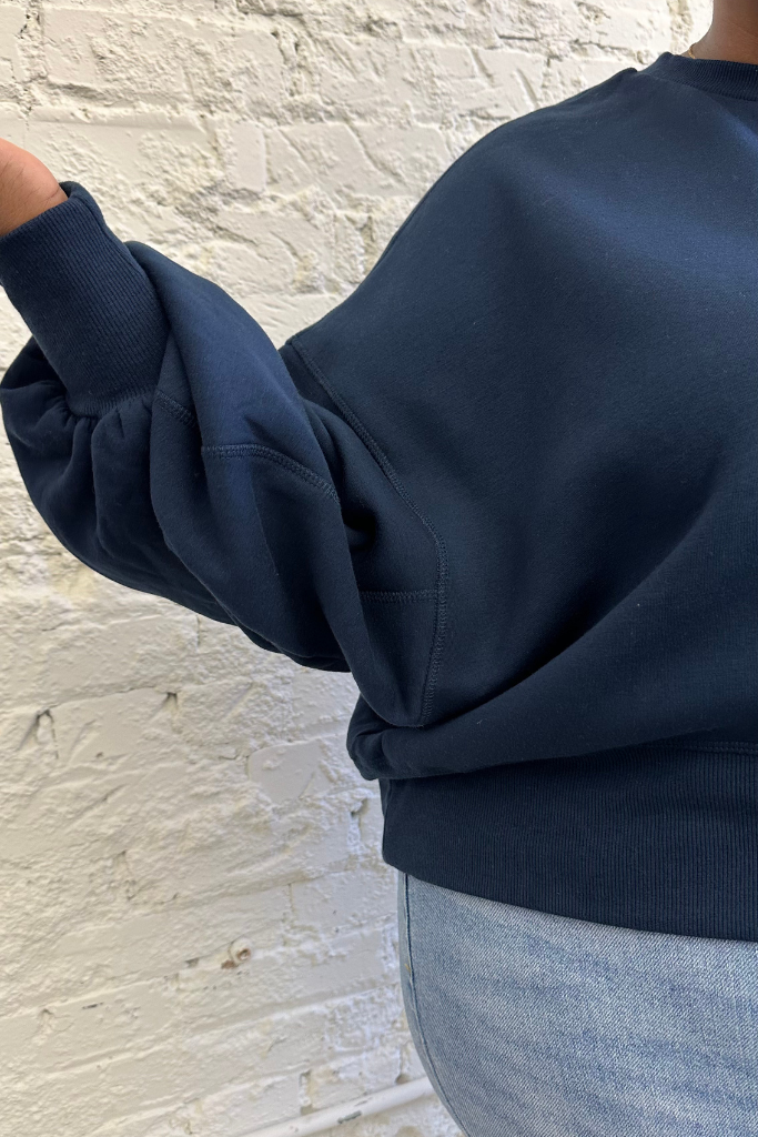 [PLUS] Balloon Sleeve Sweatshirt | Navy