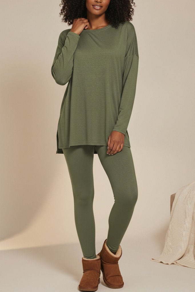 Long Sleeve Lounge Set – Olive