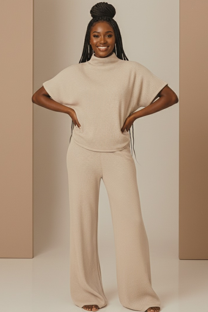 Sweater Knit Lounge Set- Light Mocha