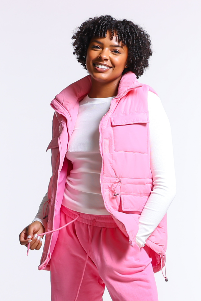 Pink down top vest womens