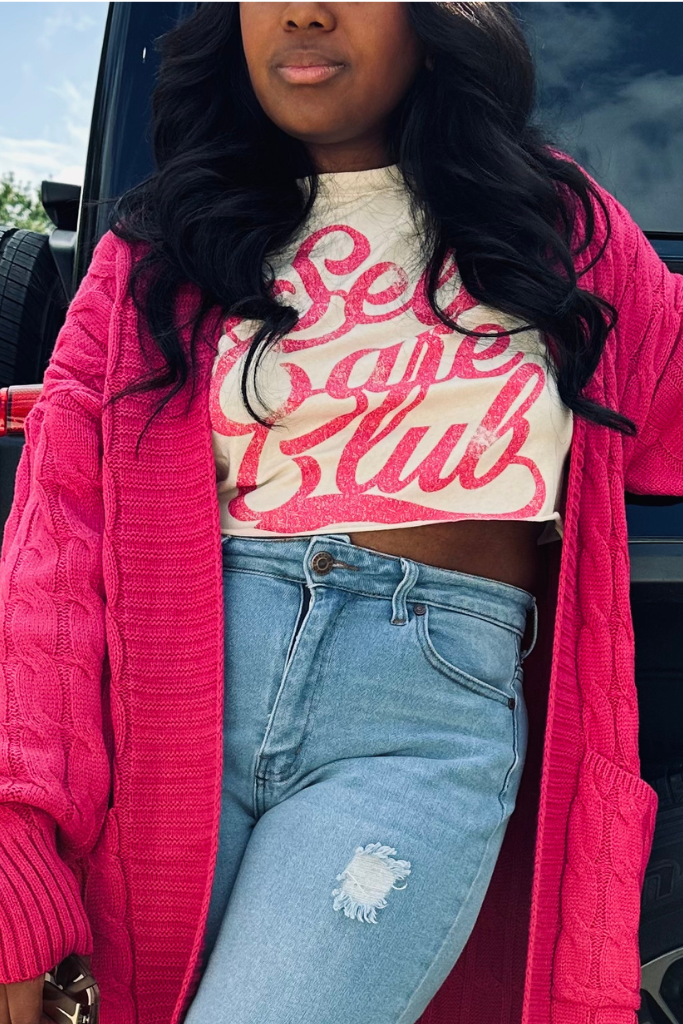 "Self Care Club" Cropped Tee [Cream]