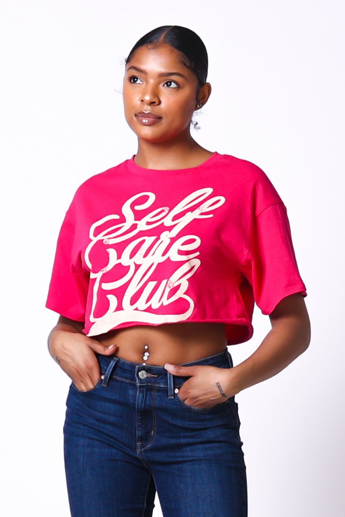 "Self Care Club" Cropped Tee [Hot Pink]