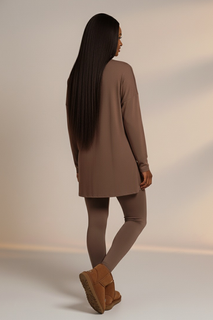 Long Sleeve Lounge Set – Brown