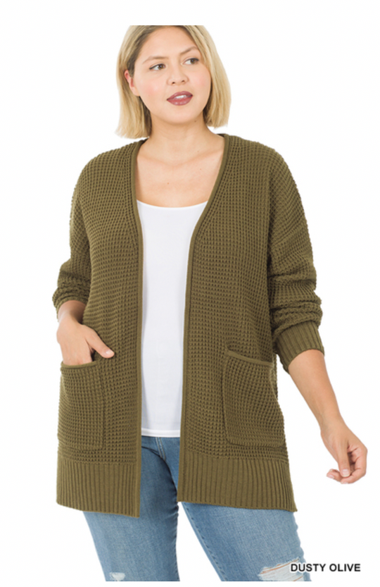 Waffle Open Cardigan