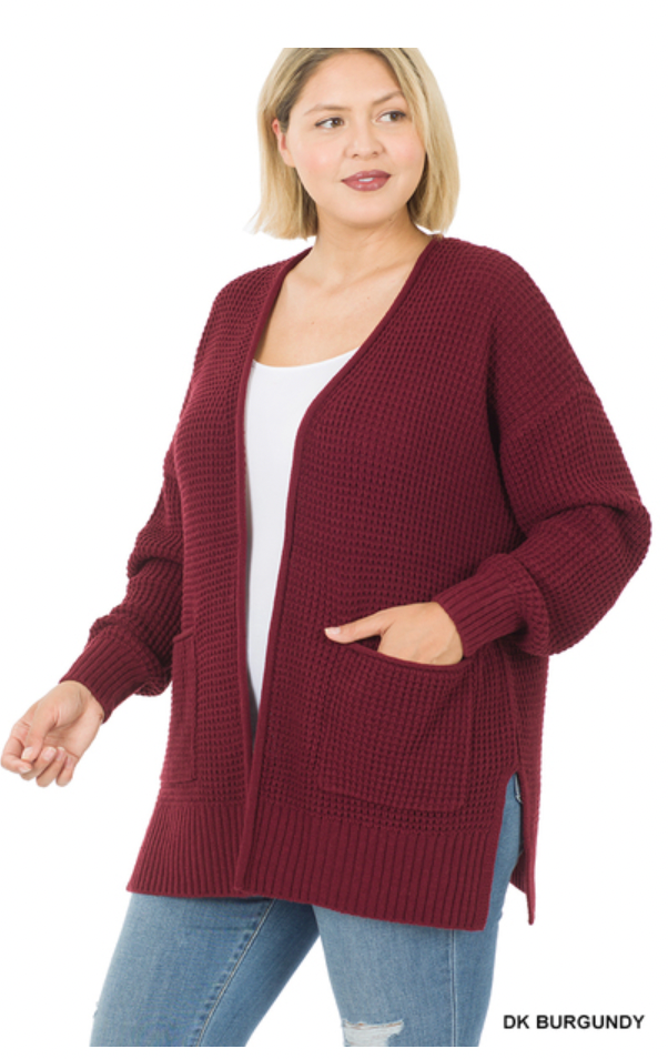 Waffle Open Cardigan