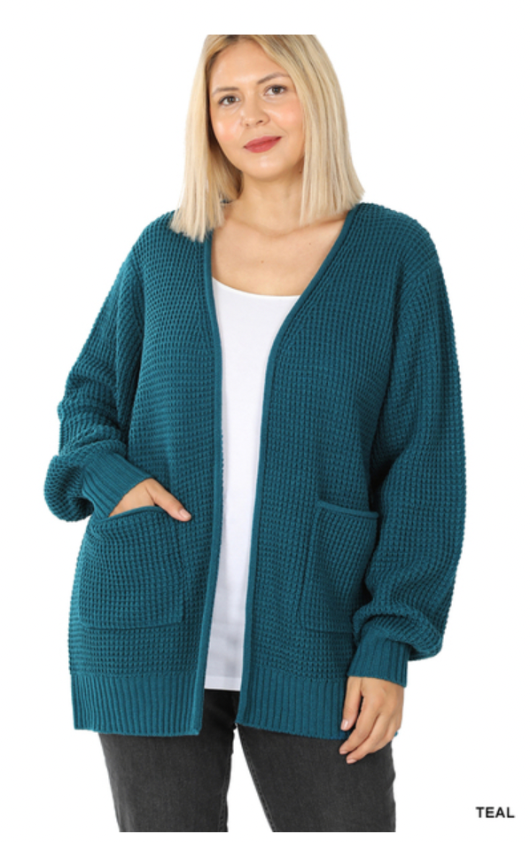 Waffle Open Cardigan