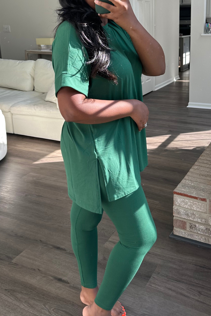 Brushed Microfiber Legging Set | Dark Green