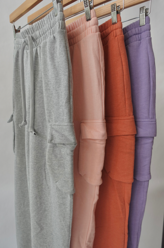 Cotton Poly Fleece Cargo Jogger Pants