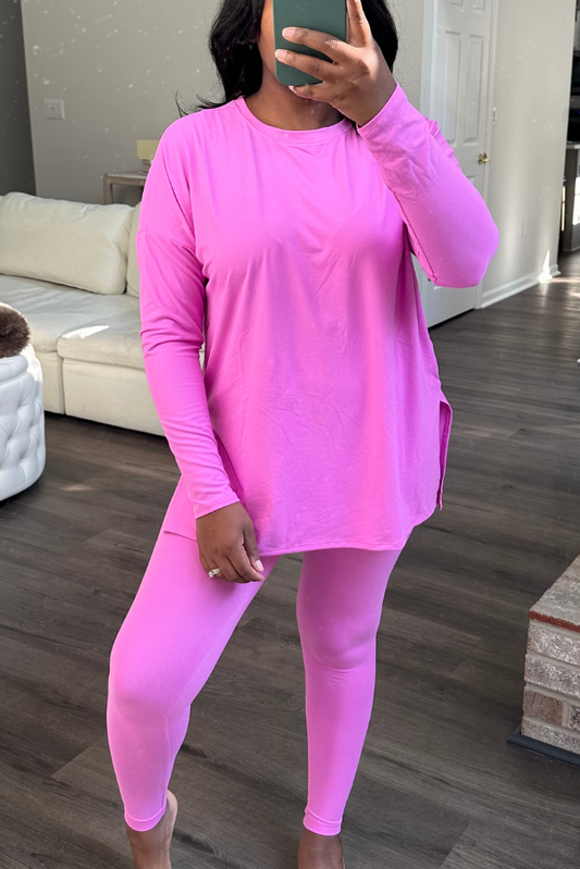 Long Sleeve Microfiber Legging Set | Bright Mauve [Estimated Ship Date 10/9]