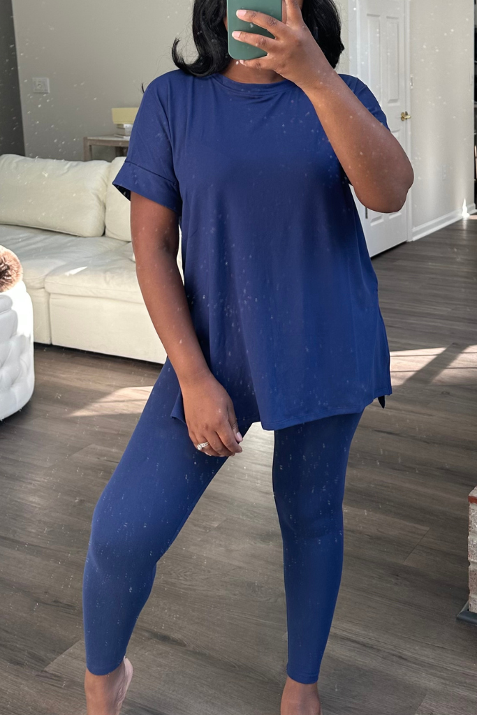Brushed Microfiber Legging Set | Light Navy
