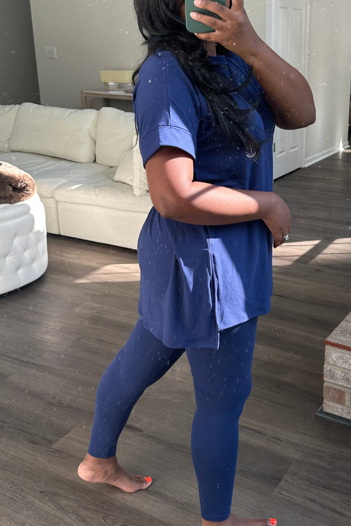 Brushed Microfiber Legging Set | Light Navy
